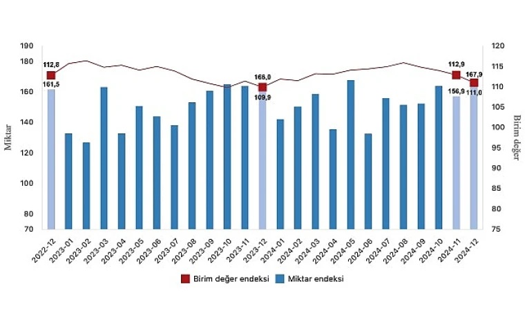 Tüik: İhracat birim değer endeksi %1,0 arttı